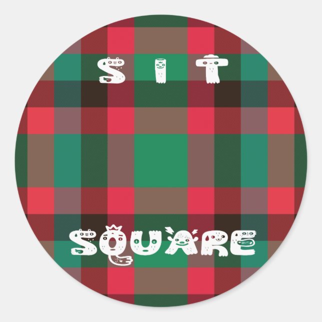 Scottish Royal Chequered Tartan Plaid with Text Classic Round Sticker (Front)