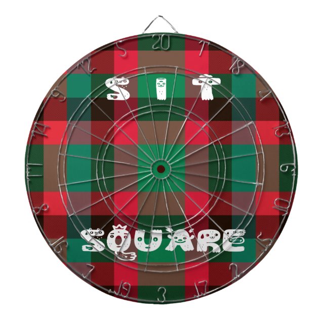 Scottish Royal Chequered Tartan Plaid with Text Dartboard (Front)