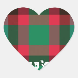 Scottish Royal Chequered Tartan Plaid with Text Heart Sticker