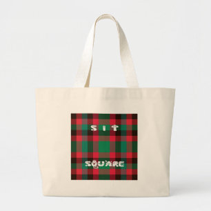 Scottish Royal Chequered Tartan Plaid with Text Large Tote Bag