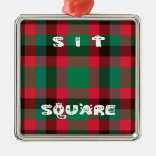 Scottish Royal Chequered Tartan Plaid with Text Metal Tree Decoration