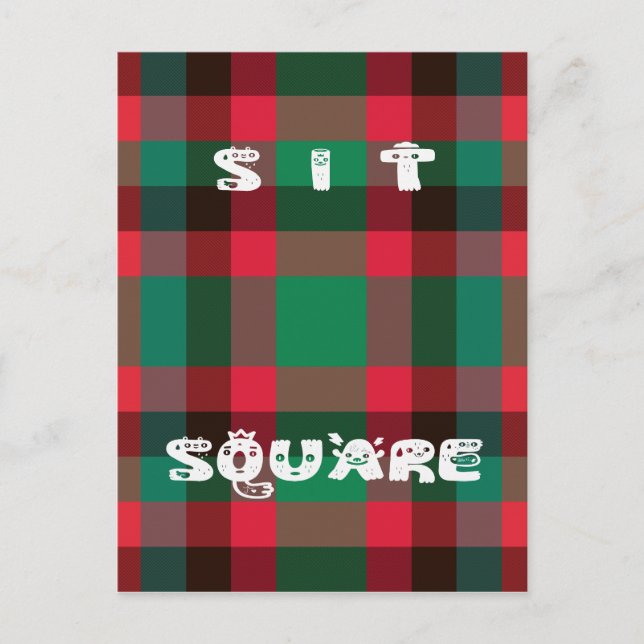 Scottish Royal Chequered Tartan Plaid with Text Postcard (Front)