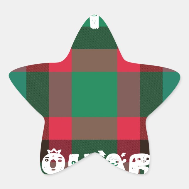 Scottish Royal Chequered Tartan Plaid with Text Star Sticker (Front)