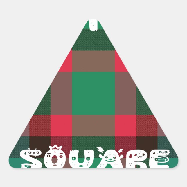 Scottish Royal Chequered Tartan Plaid with Text Triangle Sticker (Front)
