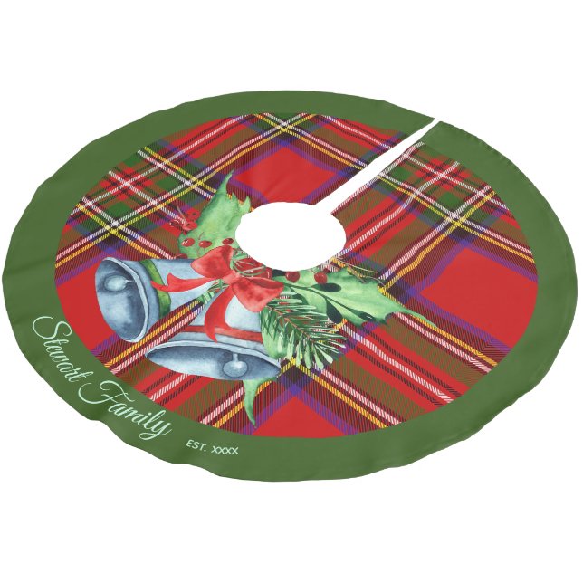 Scottish Royal Stewart Tartan Christmas Tree Skirt (Angled)