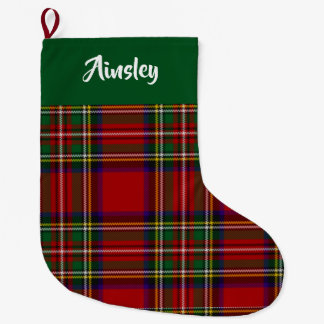Scottish Royal Stewart Tartan Custom (Green Top)  Large Christmas Stocking