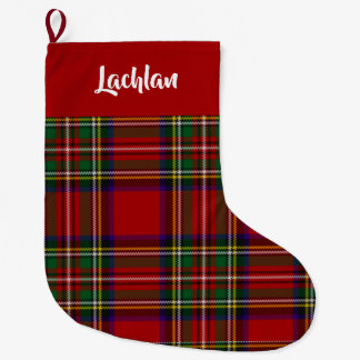 Scottish Royal Stewart Tartan Custom (Red Top) Large Christmas Stocking