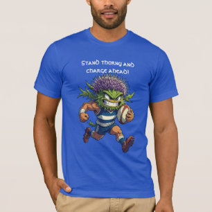Scottish Rugby Thistle Character Fierce Sports  T-Shirt