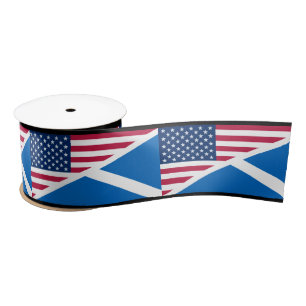 Scottish Saltire and American Flag Ribbon Satin Ribbon