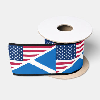 Scottish Saltire and American Flag Ribbon Satin Ribbon