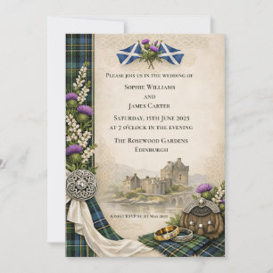 Scottish Saltire Thistle Celtic Knotwork Wedding I Invitation