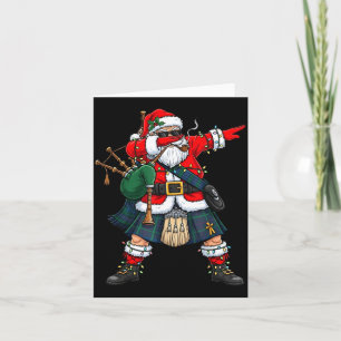 Scottish Santa Bagpes Dabbing Christmas Funny Holi Card