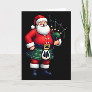 Scottish Santa Claus Playing Gpipes Christmas Vari Card