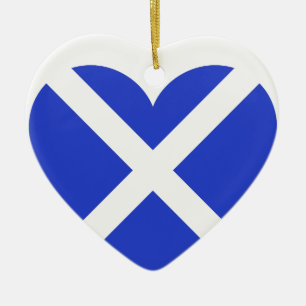 Scottish Scotland Flag Heart Ceramic Tree Decoration