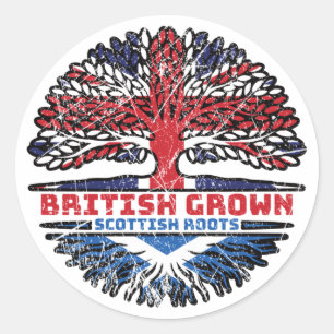 Scottish Scotland Uk United Kingdom British Tree Classic Round Sticker