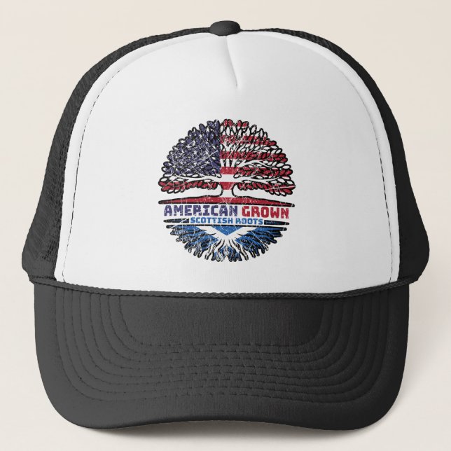 Scottish Scotland US American USA United States Trucker Hat (Front)