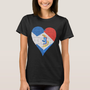 Scottish Sint Maartener Flag Heart T-Shirt