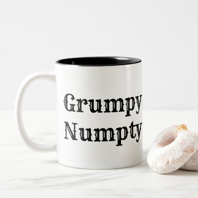 Scottish Slang, Grumpy Numpty Two-Tone Coffee Mug (With Donut)