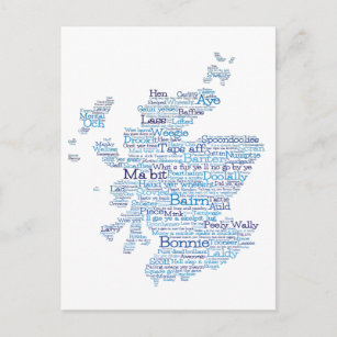 Scottish slang map postcard