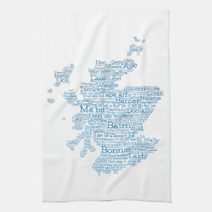 Scottish Slang Word Map Kitchen Towel