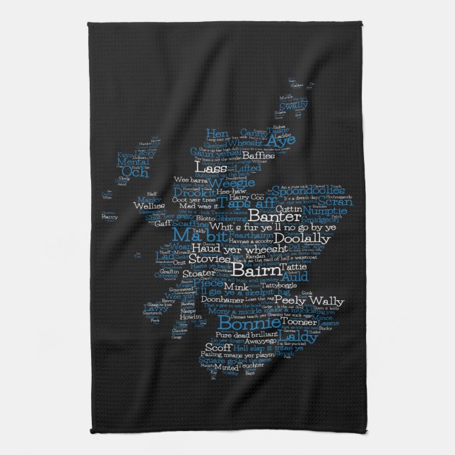Scottish Slang Word Map Kitchen Towel (Vertical)