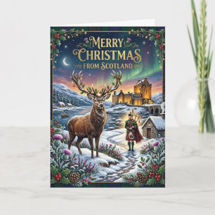 Scottish Stag Christmas Castle Card