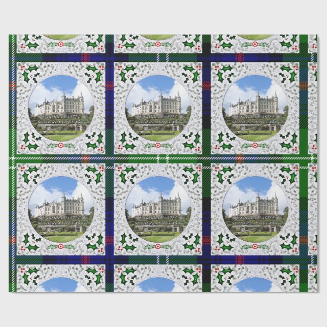 Scottish Sutherland Clan Dunrobin Castle Tartan Wrapping Paper (Flat)