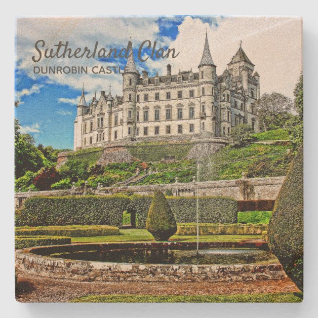Scottish Sutherland Clan's Dunrobin Castle Stone Coaster (Front)