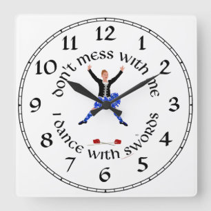 Scottish Sword Dancer - Ghillie Callum Square Wall Clock