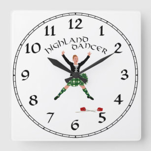Scottish Sword Dancer - Ghillie Callum Square Wall Clock