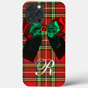 SCOTTISH TARTAN AND RED GREEN BOWS CHRISTMAS PARTY iPhone 13 PRO MAX CASE