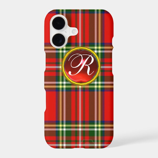 SCOTTISH TARTAN AND RED RUBY GEMSTONE MONOGRAM (Back)