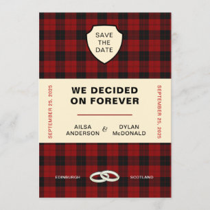 SCOTTISH TARTAN BOOK COVER SAVE THE DATE INVITATION