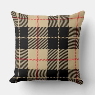  Scottish Tartan Chequered Plaid Pattern in Black  Cushion
