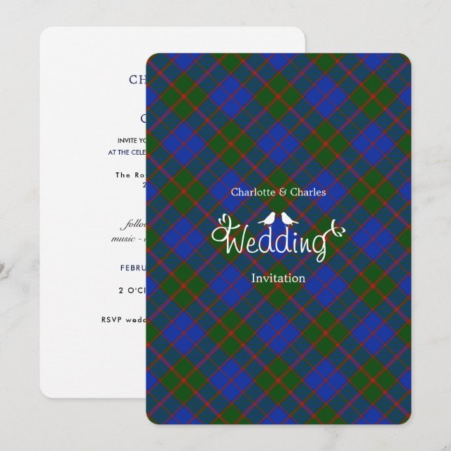 Scottish Tartan Clan Plaid Editable Wedding Invitation (Front/Back)