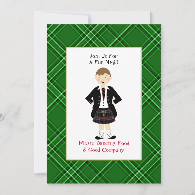 Scottish Tartan Clan Plaid Personalised Party Invi Invitation (Front)