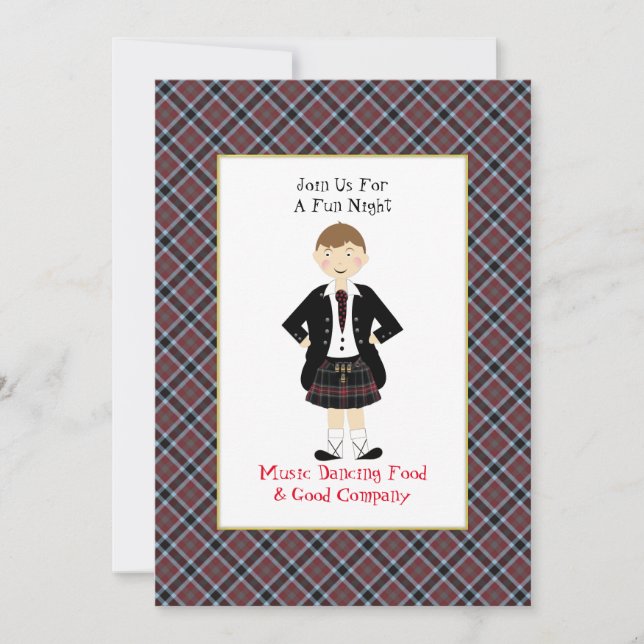 Scottish Tartan Clan Plaid Personalised Party Invi Invitation (Front)