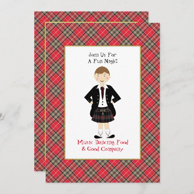 Scottish Tartan Clan Plaid Personalised Party Invitation (Front/Back)