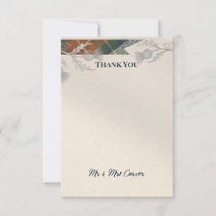 Scottish Tartan Lace Wedding Thank You Card