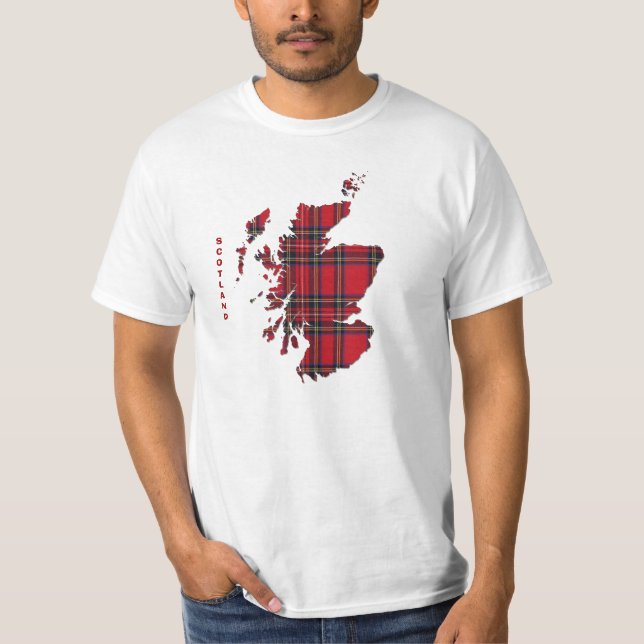 Scottish Tartan Map of Scotland T-Shirt (Front)