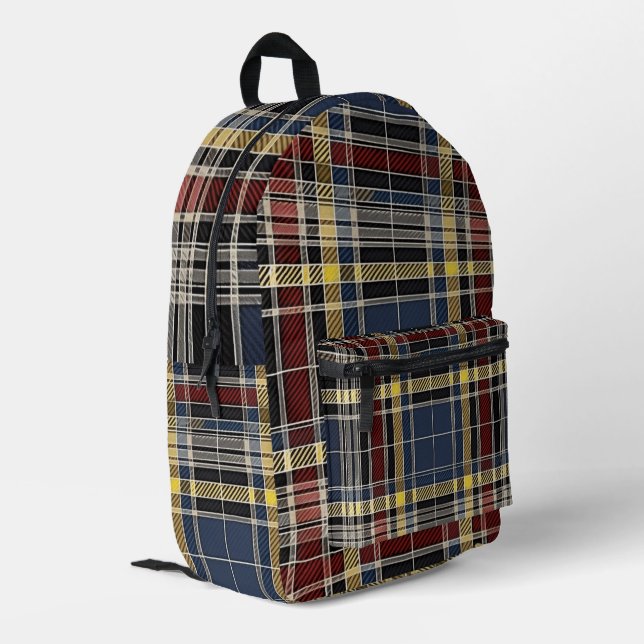 Scottish Tartan Pattern Printed Backpack (Back Corner Left)