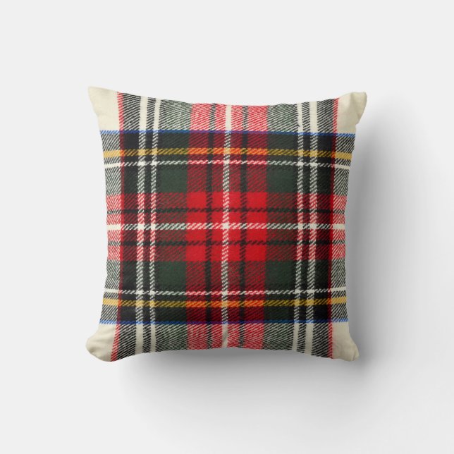Scottish tartan pattern. Red and white wool plaid  Cushion (Front)