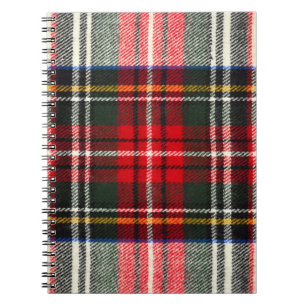 Scottish tartan pattern. Red and white wool plaid  Notebook