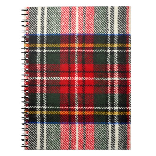 Scottish tartan pattern. Red and white wool plaid  Notebook (Front)