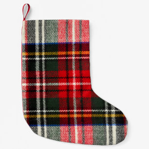 Scottish tartan pattern. Red and white wool plaid Small Christmas Stocking