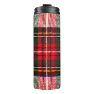 Scottish tartan pattern. Red and white wool plaid  Thermal Tumbler