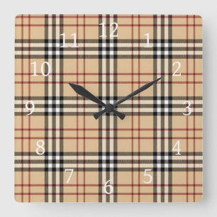 Scottish Tartan Pattern Square Wall Clock