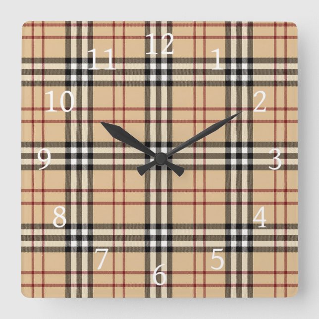 Scottish Tartan Pattern     Square Wall Clock (Front)
