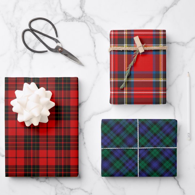 Scottish Tartan Plaid Patterns Wrapping Paper Sheet (Front)