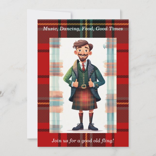 Scottish Tartan Plaid Personalised Party Invitation (Front)
